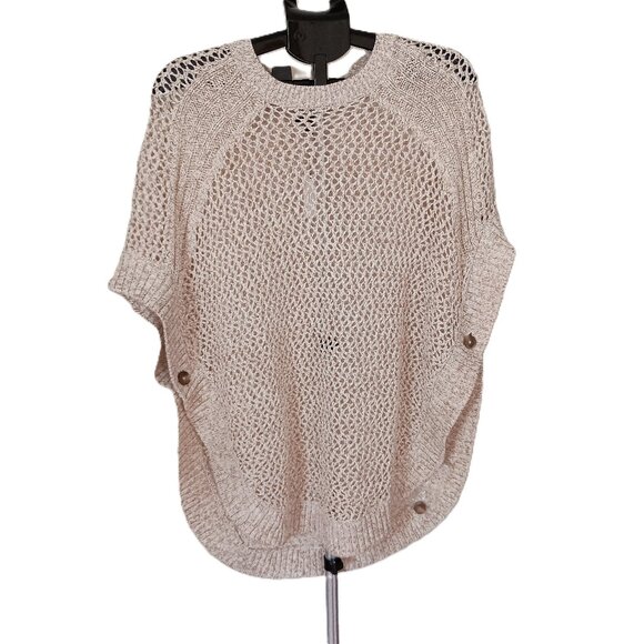 Talbots Sweaters - TALBOT’S Open Knit Tan Oversized Poncho Women’s Size XS NWT